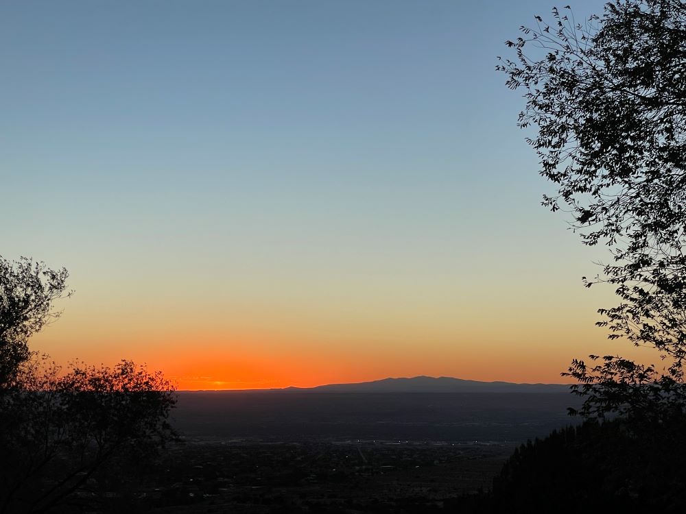 sunset at Sandia visitor center