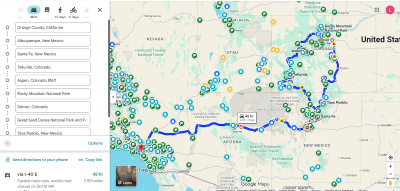 map from california to new mexico and colorado
