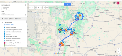 free travel guide map to New Mexico