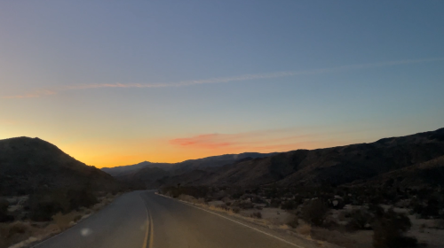 sunrise view on the way to Cholla Cactus Garden